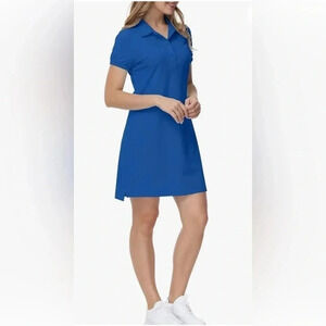 Mofiz Women’s Sporty Leisure Short Sleeve‎ Collar Preppy Golf Dress Blue XS EUC